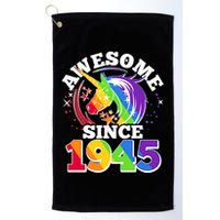 Rainbow Unicorn Awesome Since 1945 80th Birthday Golf Towel