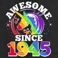 Rainbow Unicorn Awesome Since 1945 80th Birthday Golf Towel