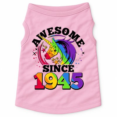 Rainbow Unicorn Awesome Since 1945 80th Birthday Doggie Tank