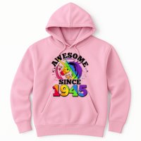 Rainbow Unicorn Awesome Since 1945 80th Birthday Hoodie