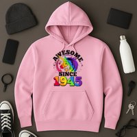 Rainbow Unicorn Awesome Since 1945 80th Birthday Hoodie