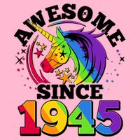 Rainbow Unicorn Awesome Since 1945 80th Birthday Hoodie