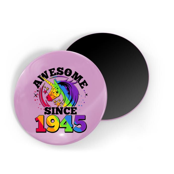 Rainbow Unicorn Awesome Since 1945 80th Birthday Magnet