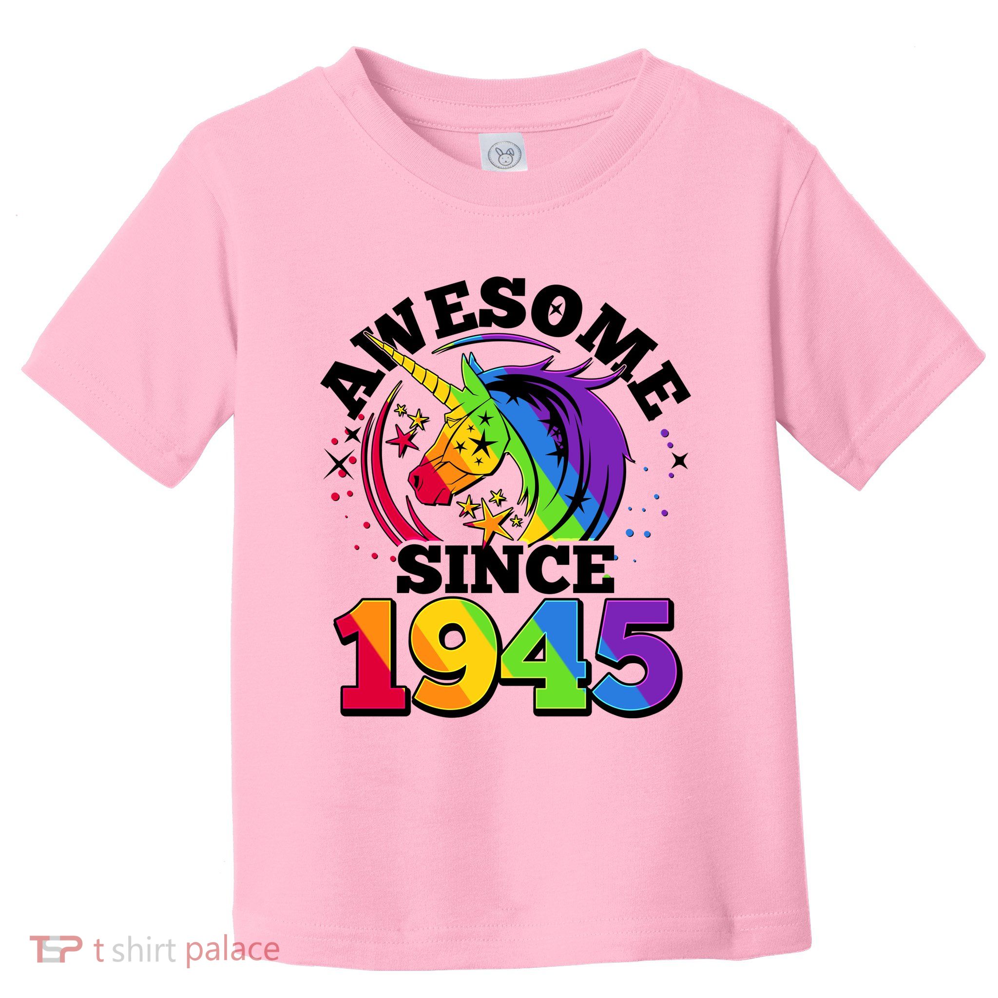 Rainbow Unicorn Awesome Since 1945 80th Birthday Toddler T-Shirt