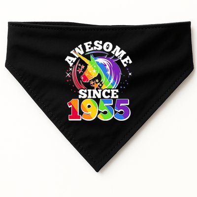 Rainbow Unicorn Awesome Since 1955 70th Birthday USA-Made Doggie Bandana
