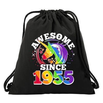 Rainbow Unicorn Awesome Since 1955 70th Birthday Drawstring Bag