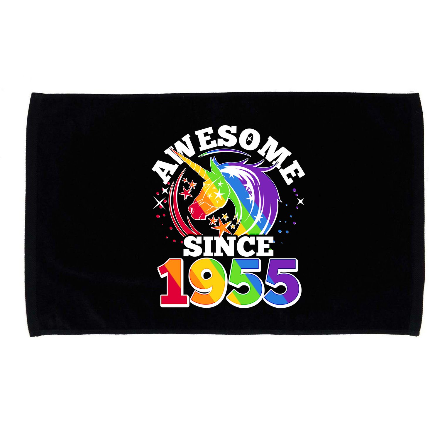 Rainbow Unicorn Awesome Since 1955 70th Birthday Microfiber Hand Towel