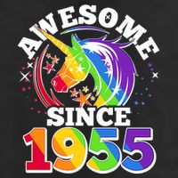 Rainbow Unicorn Awesome Since 1955 70th Birthday Microfiber Hand Towel