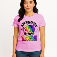 Rainbow Unicorn Awesome Since 1955 70th Birthday Womens T-Shirt