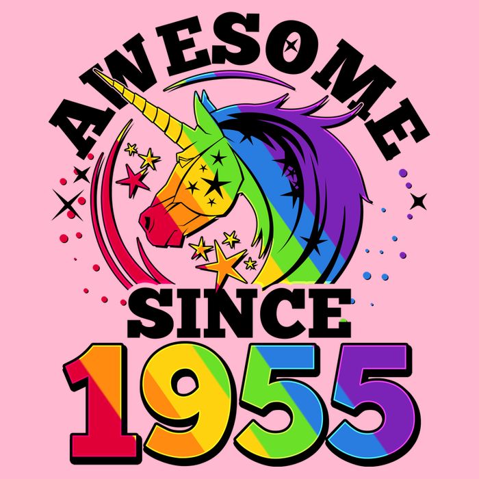 Rainbow Unicorn Awesome Since 1955 70th Birthday Womens T-Shirt
