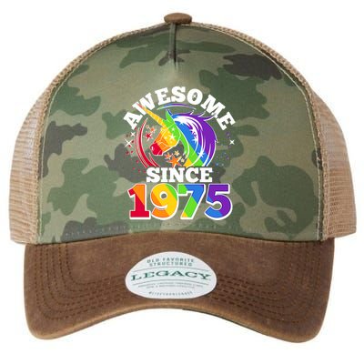 Rainbow Unicorn Awesome Since 1975 50th Birthday Legacy Tie Dye Trucker Hat
