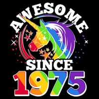 Rainbow Unicorn Awesome Since 1975 50th Birthday Sustainable Bucket Hat