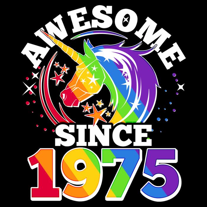 Rainbow Unicorn Awesome Since 1975 50th Birthday Sustainable Bucket Hat