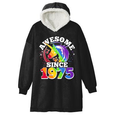 Rainbow Unicorn Awesome Since 1975 50th Birthday Hooded Wearable Blanket