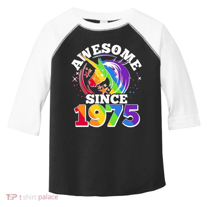 Rainbow Unicorn Awesome Since 1975 50th Birthday Toddler Fine Jersey T-Shirt
