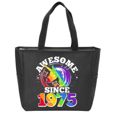 Rainbow Unicorn Awesome Since 1975 50th Birthday Zip Tote Bag