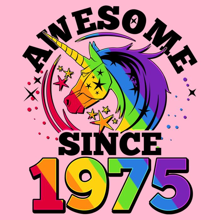 Rainbow Unicorn Awesome Since 1975 50th Birthday Long Sleeve Shirt