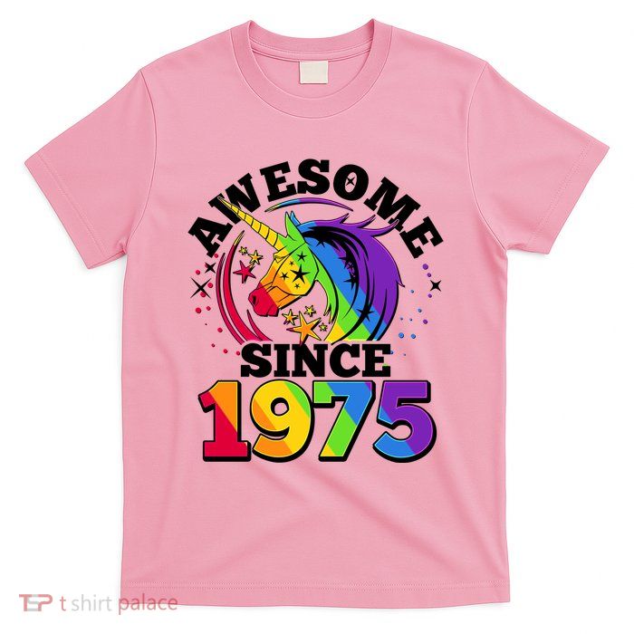 Rainbow Unicorn Awesome Since 1975 50th Birthday T-Shirt
