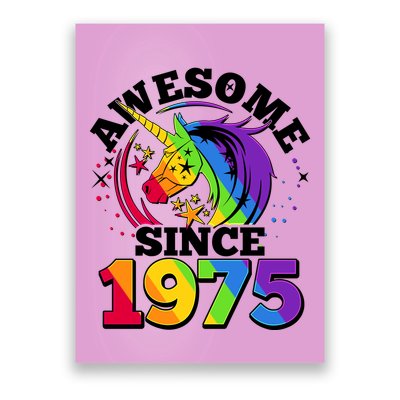 Rainbow Unicorn Awesome Since 1975 50th Birthday Poster