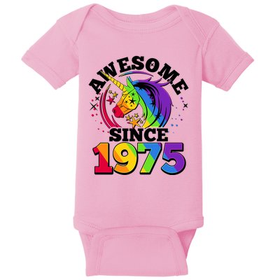 Rainbow Unicorn Awesome Since 1975 50th Birthday Baby Bodysuit