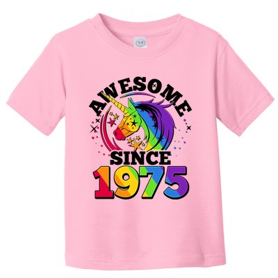 Rainbow Unicorn Awesome Since 1975 50th Birthday Toddler T-Shirt
