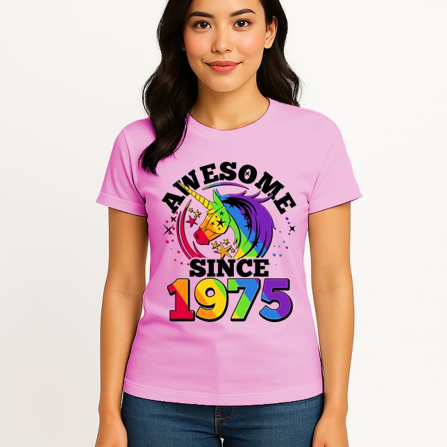 Rainbow Unicorn Awesome Since 1975 50th Birthday Womens T-Shirt