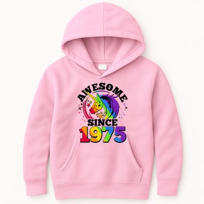 Rainbow Unicorn Awesome Since 1975 50th Birthday Kids Hoodie