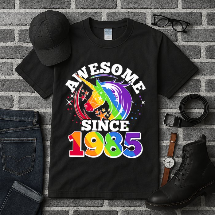 Rainbow Unicorn Awesome Since 1985 40th Birthday Tall T-Shirt