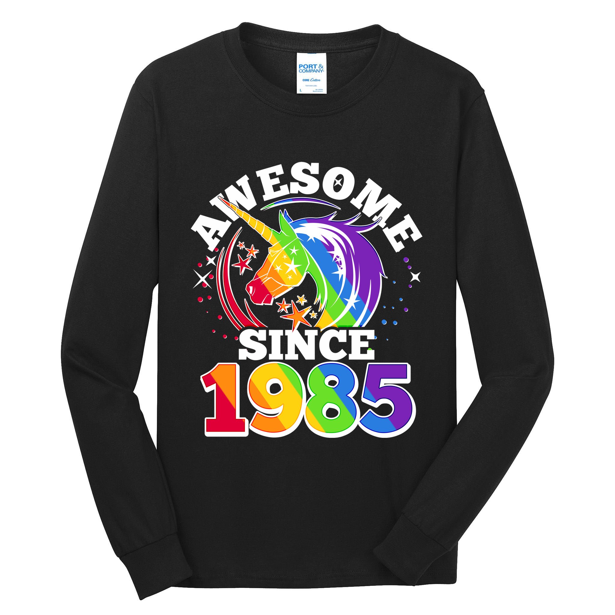 Rainbow Unicorn Awesome Since 1985 40th Birthday Tall Long Sleeve T-Shirt