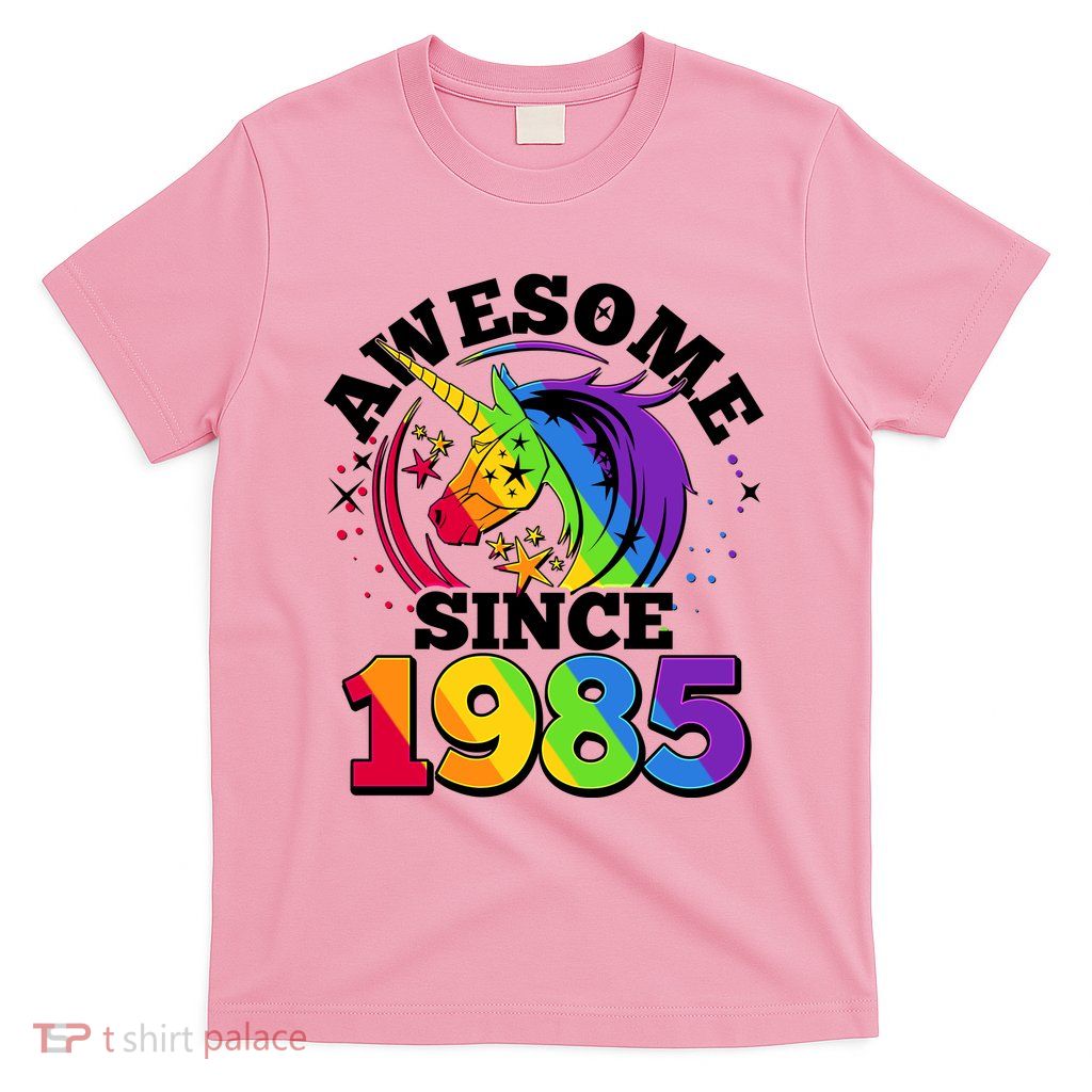 Rainbow Unicorn Awesome Since 1985 40th Birthday T-Shirt