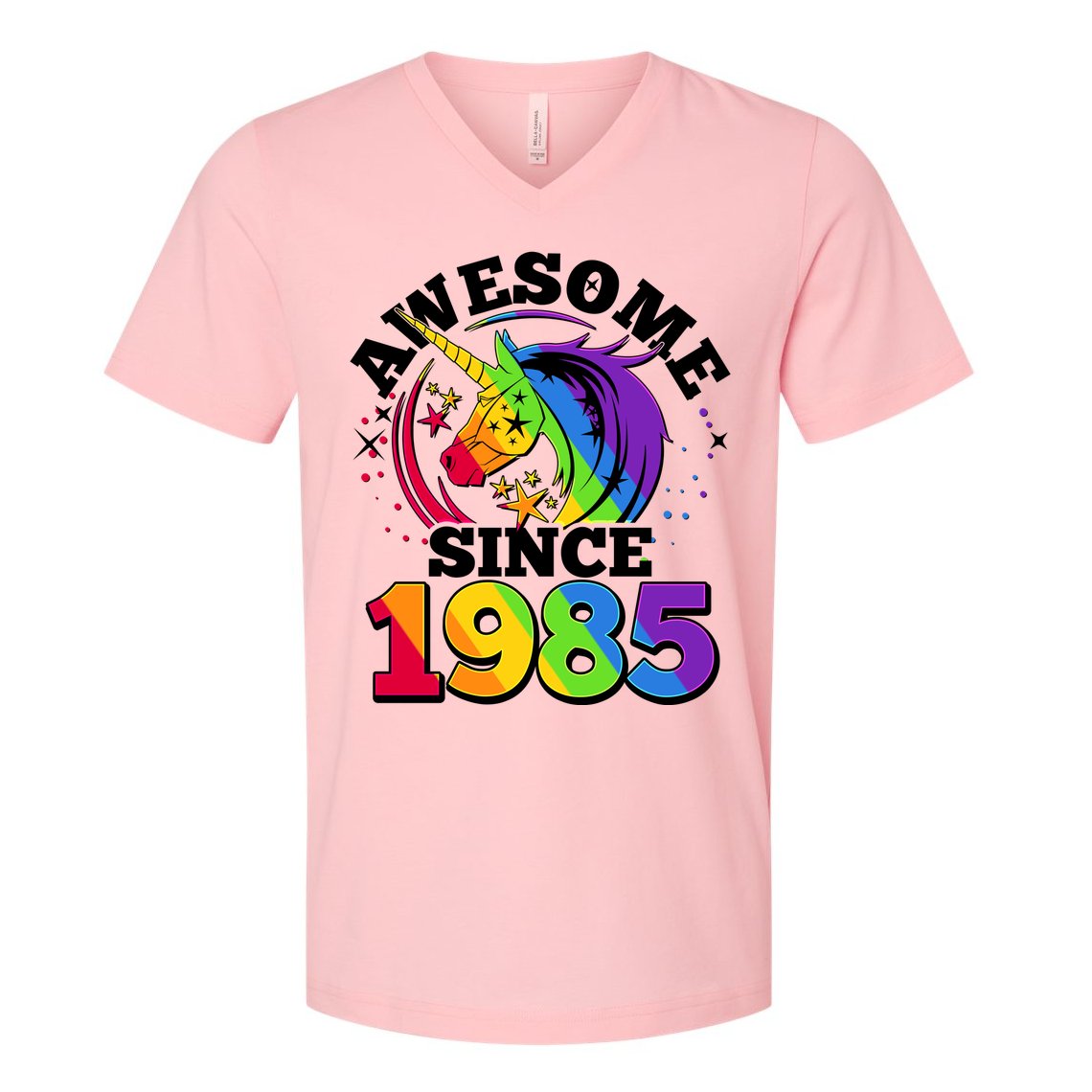 Rainbow Unicorn Awesome Since 1985 40th Birthday V-Neck T-Shirt