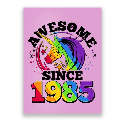 Rainbow Unicorn Awesome Since 1985 40th Birthday Poster