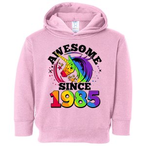 Rainbow Unicorn Awesome Since 1985 40th Birthday Toddler Hoodie