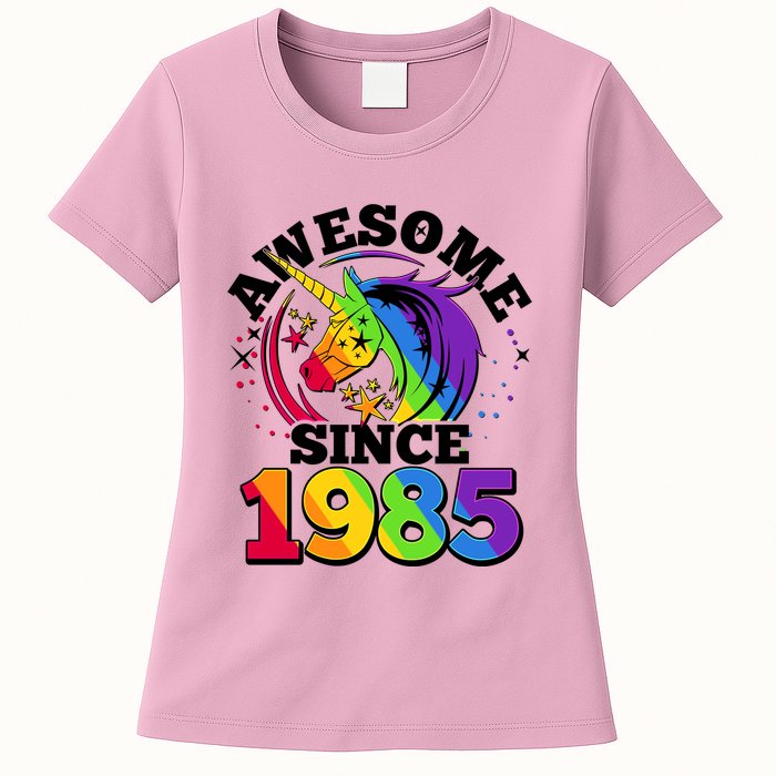 Rainbow Unicorn Awesome Since 1985 40th Birthday Womens T-Shirt