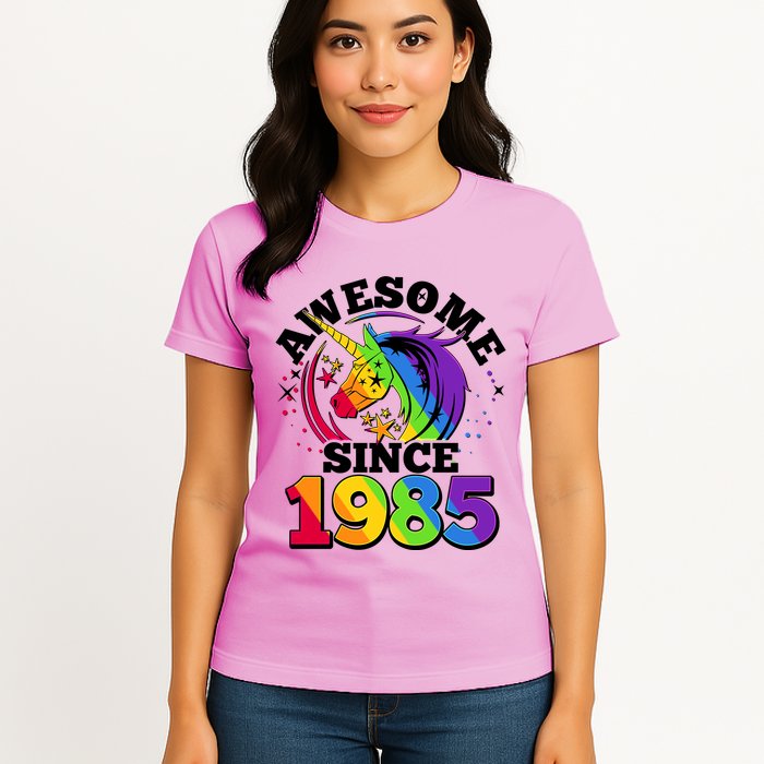 Rainbow Unicorn Awesome Since 1985 40th Birthday Womens T-Shirt