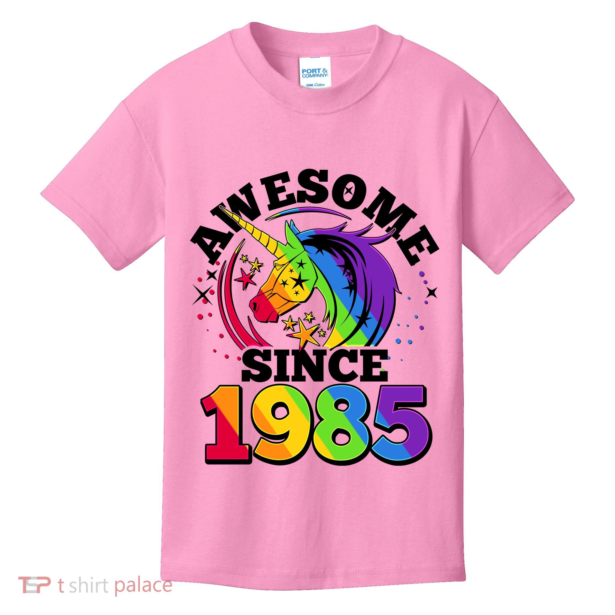 Rainbow Unicorn Awesome Since 1985 40th Birthday Kids T-Shirt