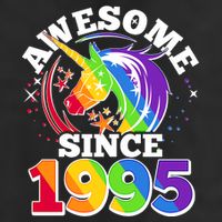 Rainbow Unicorn Awesome Since 1995 30th Birthday Garment-Dyed Heavyweight T-Shirt