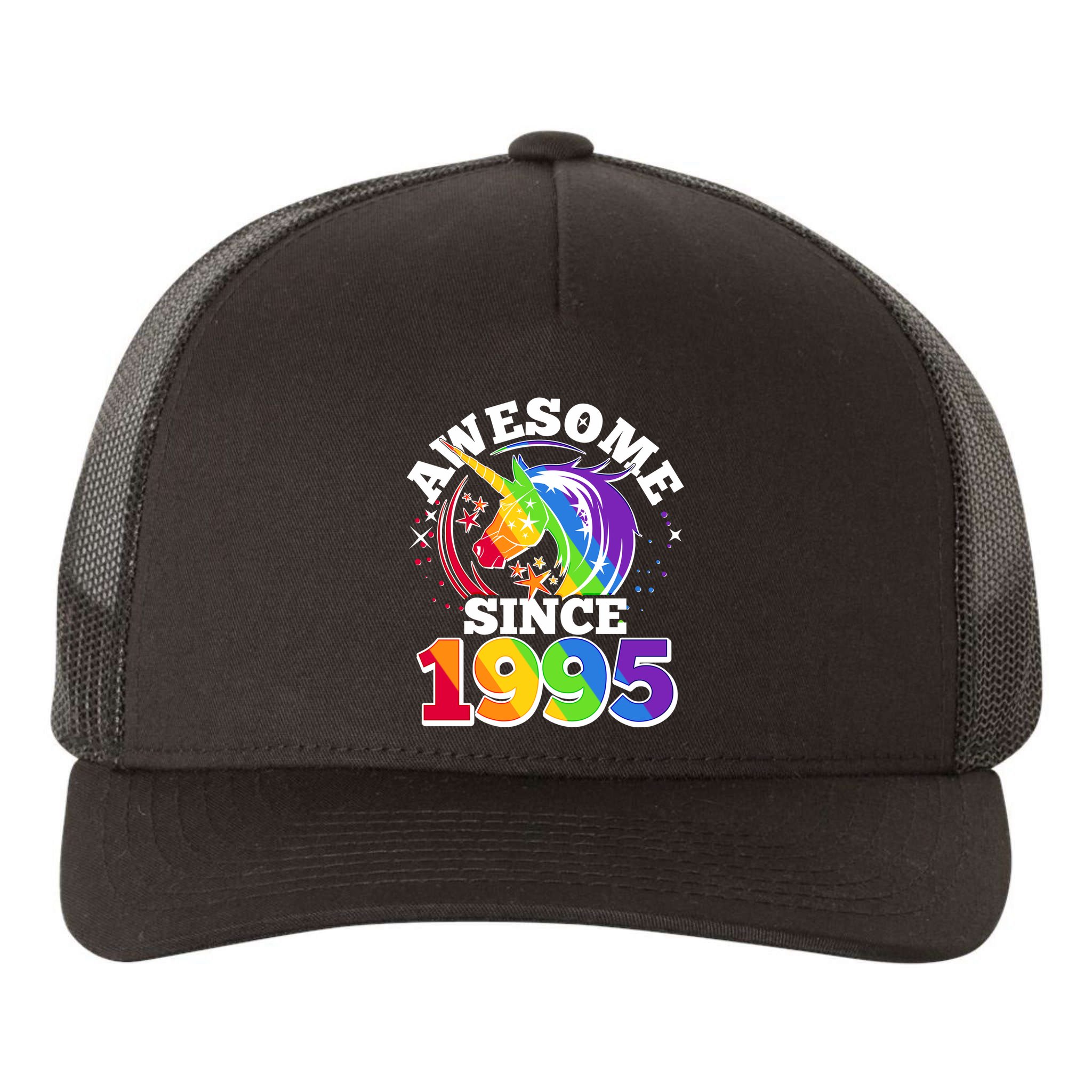Rainbow Unicorn Awesome Since 1995 30th Birthday Yupoong Adult 5-Panel Trucker Hat