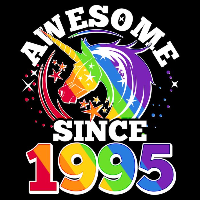 Rainbow Unicorn Awesome Since 1995 30th Birthday Drawstring Bag