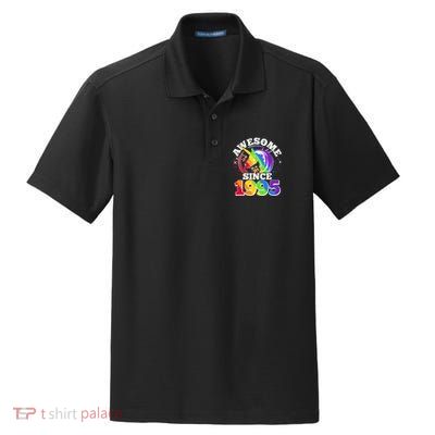Rainbow Unicorn Awesome Since 1995 30th Birthday Dry Zone Grid Polo