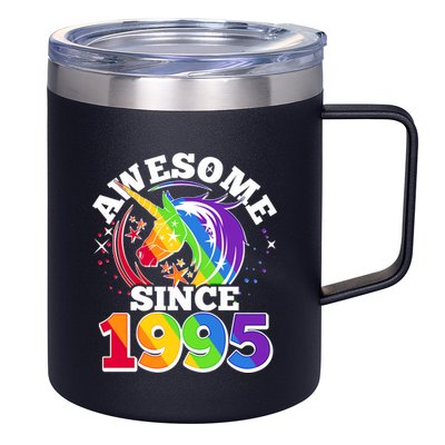 Rainbow Unicorn Awesome Since 1995 30th Birthday 12oz Stainless Steel Coffee Mug