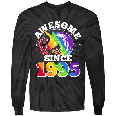 Rainbow Unicorn Awesome Since 1995 30th Birthday Tie-Dye Long Sleeve Shirt