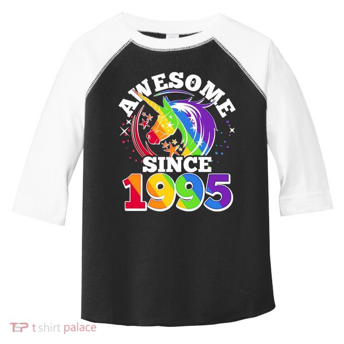 Rainbow Unicorn Awesome Since 1995 30th Birthday Toddler Fine Jersey T-Shirt
