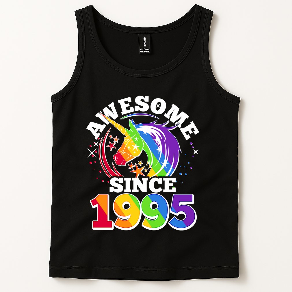 Rainbow Unicorn Awesome Since 1995 30th Birthday Tank Top