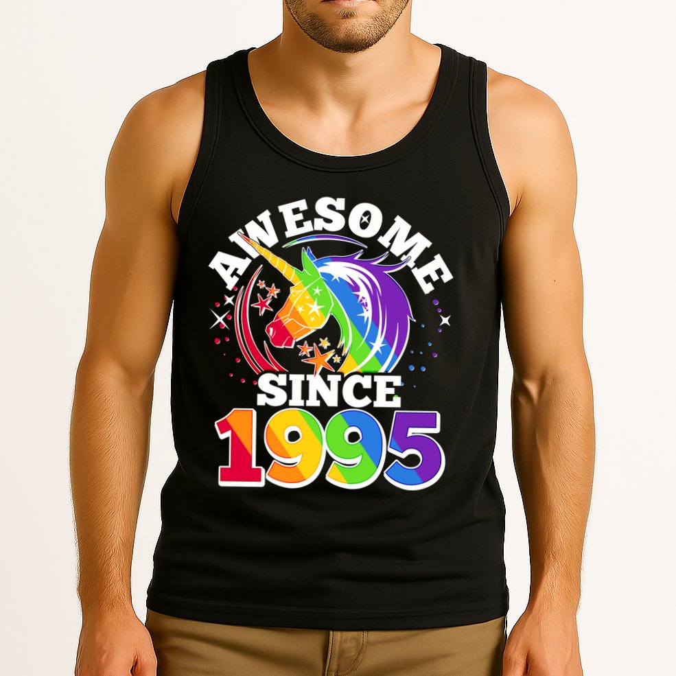 Rainbow Unicorn Awesome Since 1995 30th Birthday Tank Top