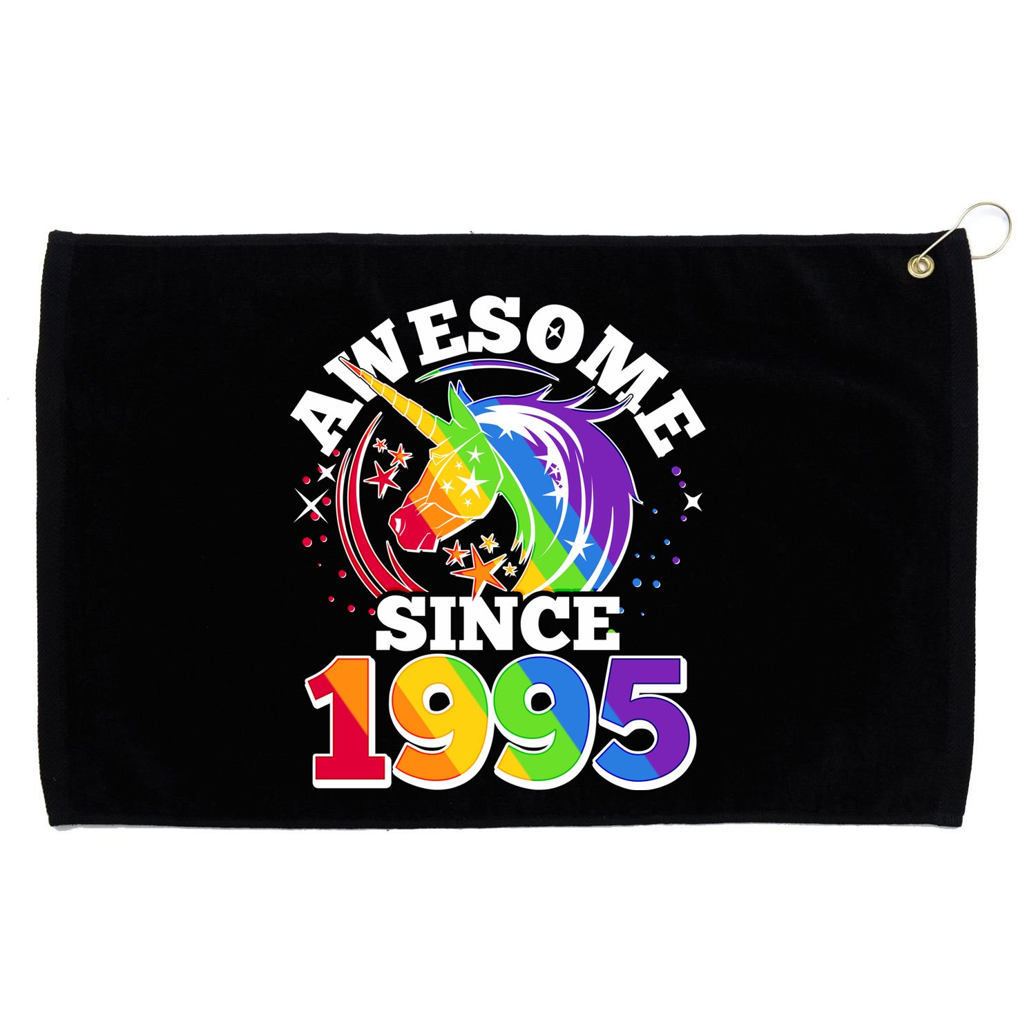 Rainbow Unicorn Awesome Since 1995 30th Birthday Grommeted Golf Towel