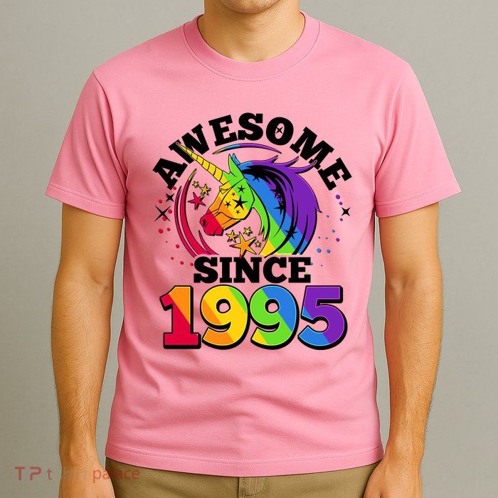 Rainbow Unicorn Awesome Since 1995 30th Birthday T-Shirt