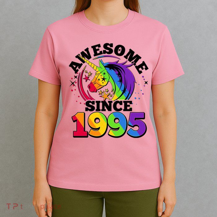 Rainbow Unicorn Awesome Since 1995 30th Birthday T-Shirt