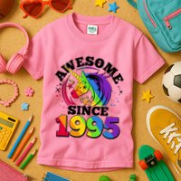 Rainbow Unicorn Awesome Since 1995 30th Birthday Kids T-Shirt