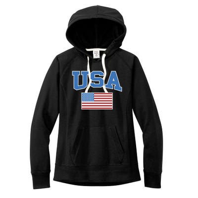 Retro Usa American Flag Patriotic Gift Women's Fleece Hoodie